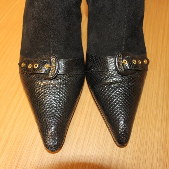 Black Chanel Size 38 Ankle Boots - Picture 3 of 10
